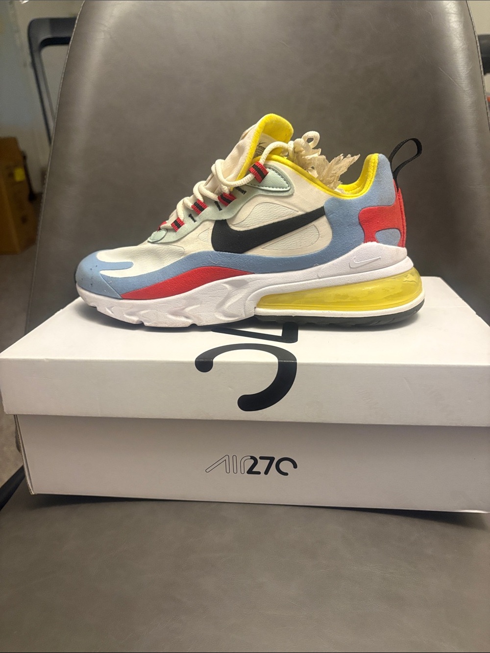 Nike Air Max 270 React Colorblock Sneaker - White, Blue, Red, Yellow